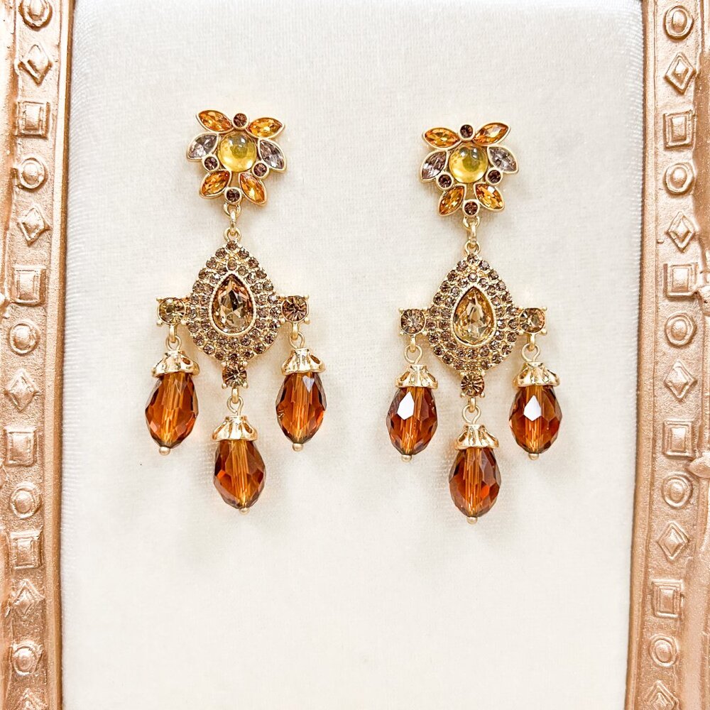 Teardrop Amber Earrings, Amber Drop Earrings, Baltic Gemstone Earrings - Picture 3 of 10